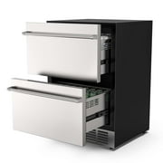 QAUSOU 24 inch Built-in Freestanding Double Drawer Refrigerator,Under Counter Refrigerator Indoor and Outdoor Beverage Refrigerator